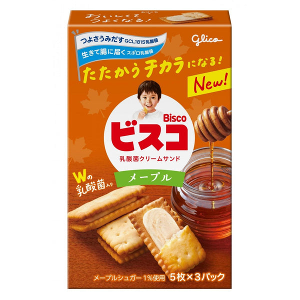グリコ ビスコ メープルシロップ風味クリームサンドビスケット 15枚入り（5個パック）