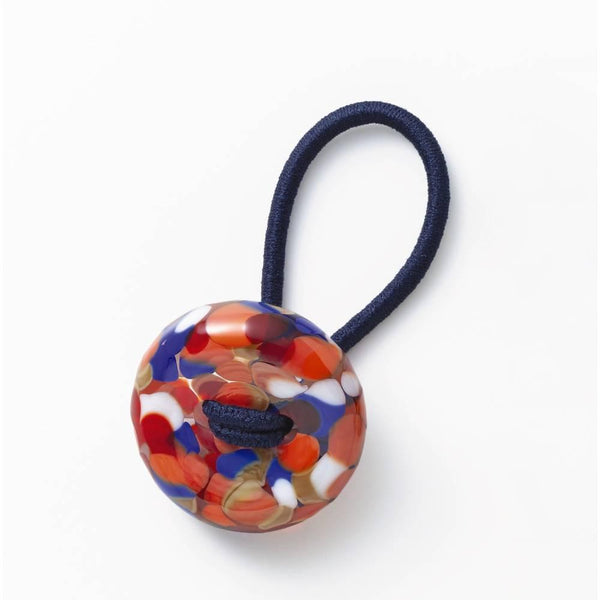 ヘアドロップ 手作りガラスビーズ ヘアタイ ラズベリーレッド ガラス