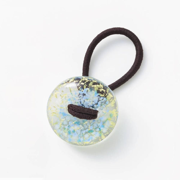 ヘアドロップ・ハンドメイド・ガラスビーズ・ヘアタイ・スカイブルー・ガラス