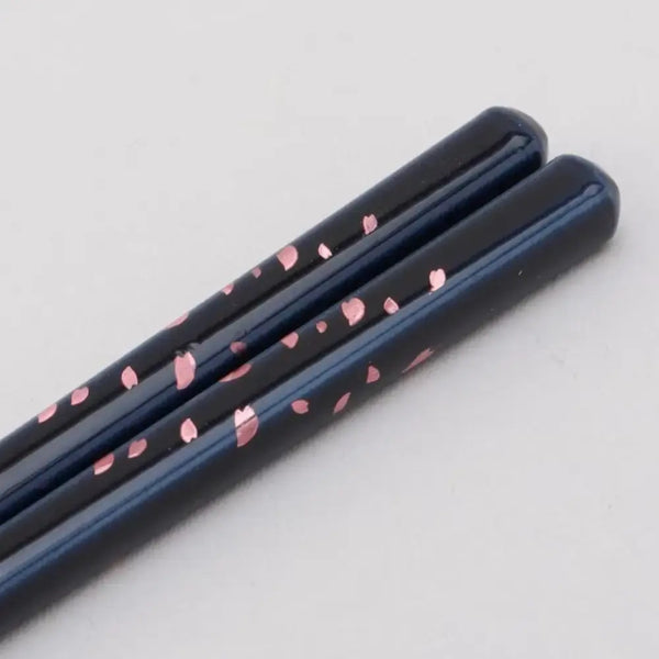 手造り木製箸ノンスリップ桜ブルー柄23cm
