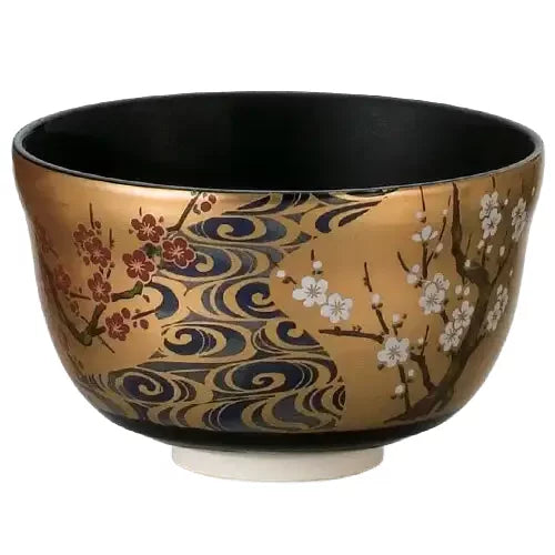 手作りの茶碗 金梅模様 ユニークな抹茶ティーカップボウル