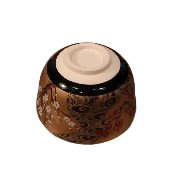 手作りの茶碗 金梅模様 ユニークな抹茶ティーカップボウル
