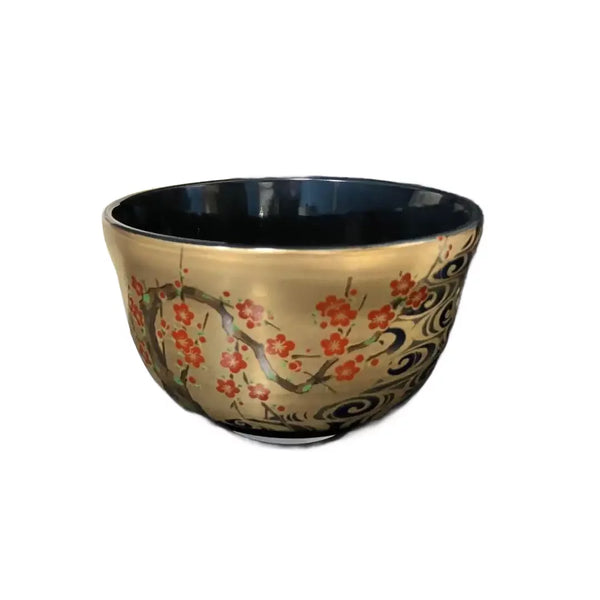 手作りの茶碗 金梅模様 ユニークな抹茶ティーカップボウル