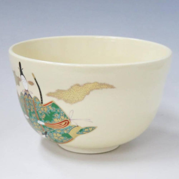 手作り茶碗 白い人形模様 抹茶カップ 日本の茶碗