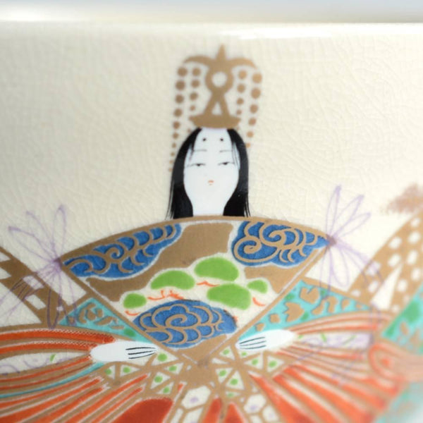 手作り茶碗 白い人形模様 抹茶カップ 日本の茶碗