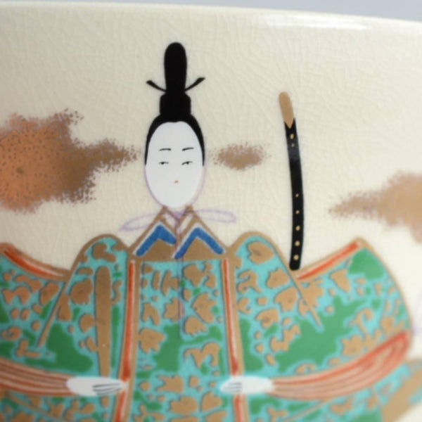 手作り茶碗 白い人形模様 抹茶カップ 日本の茶碗