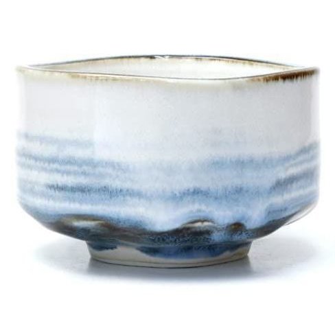 手作り美濃焼茶碗 抹茶カップ 青霞文様茶碗