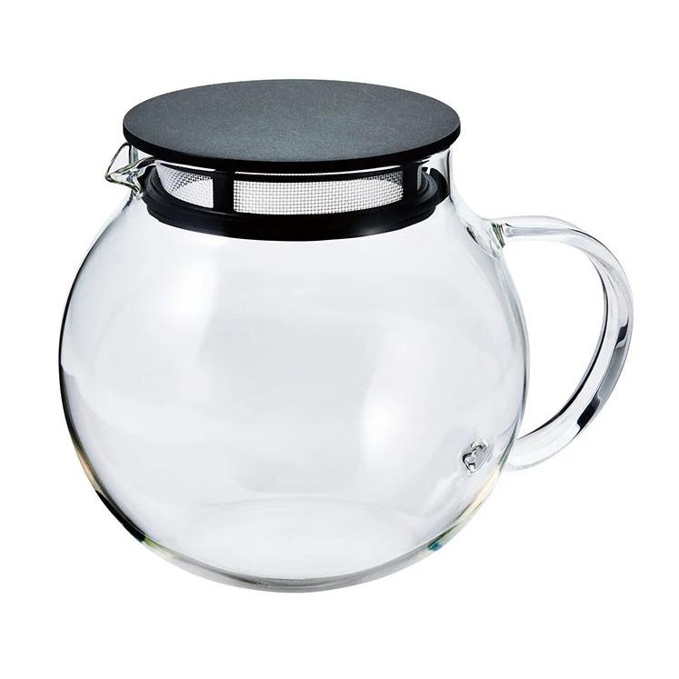 ハリオ ジャンピングリーフ 透明ガラスティーポット ストレーナー付き 蓋付き 600ml