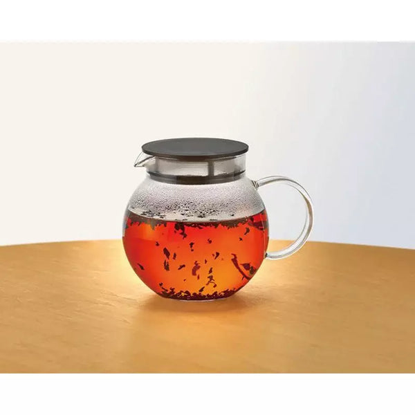 ハリオ ジャンピングリーフ 透明ガラスティーポット ストレーナー付き 蓋付き 600ml