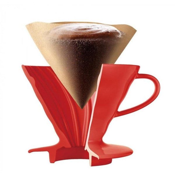ハリオ V60 セラミックコーヒードリッパー 1～4杯用 レッド