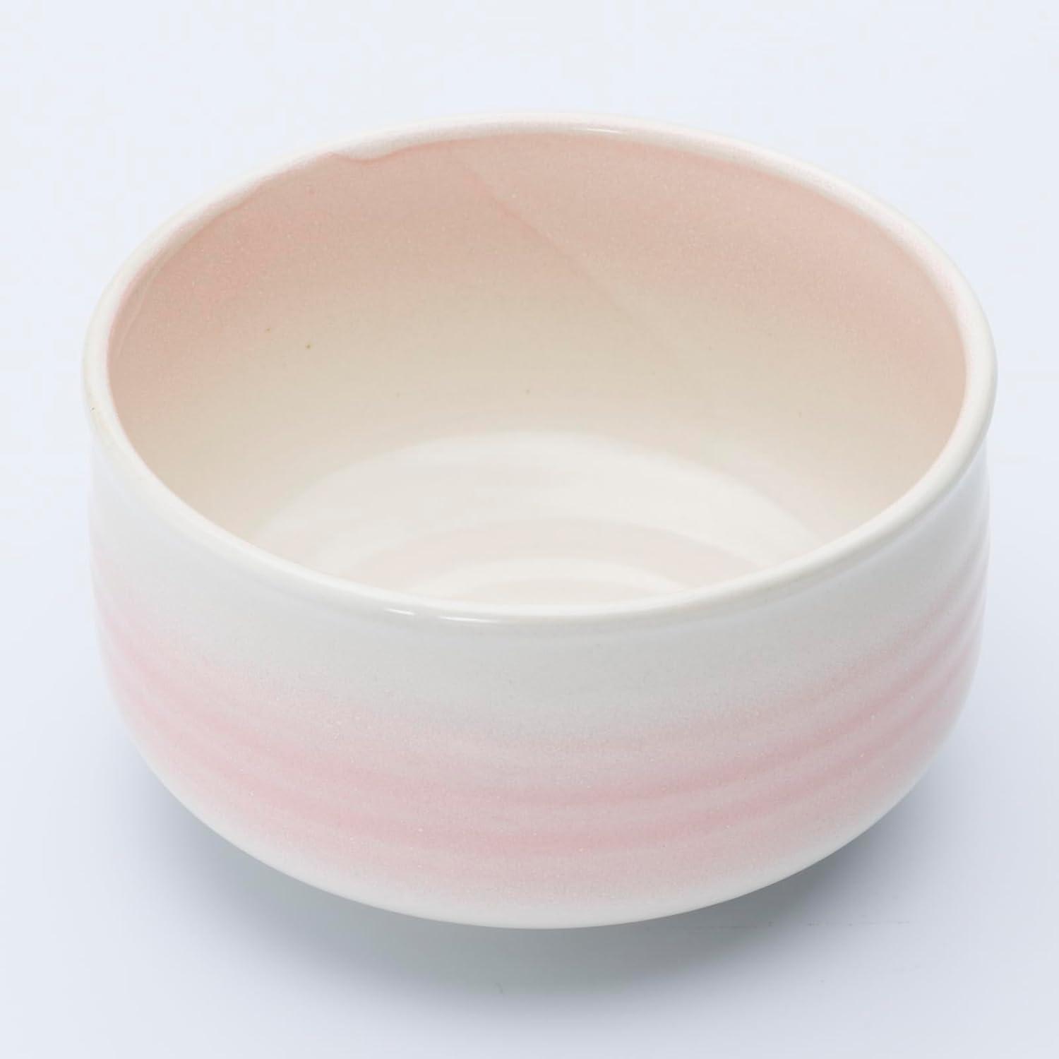ハサミ磁器 抹茶碗 ピンク 木箱付き