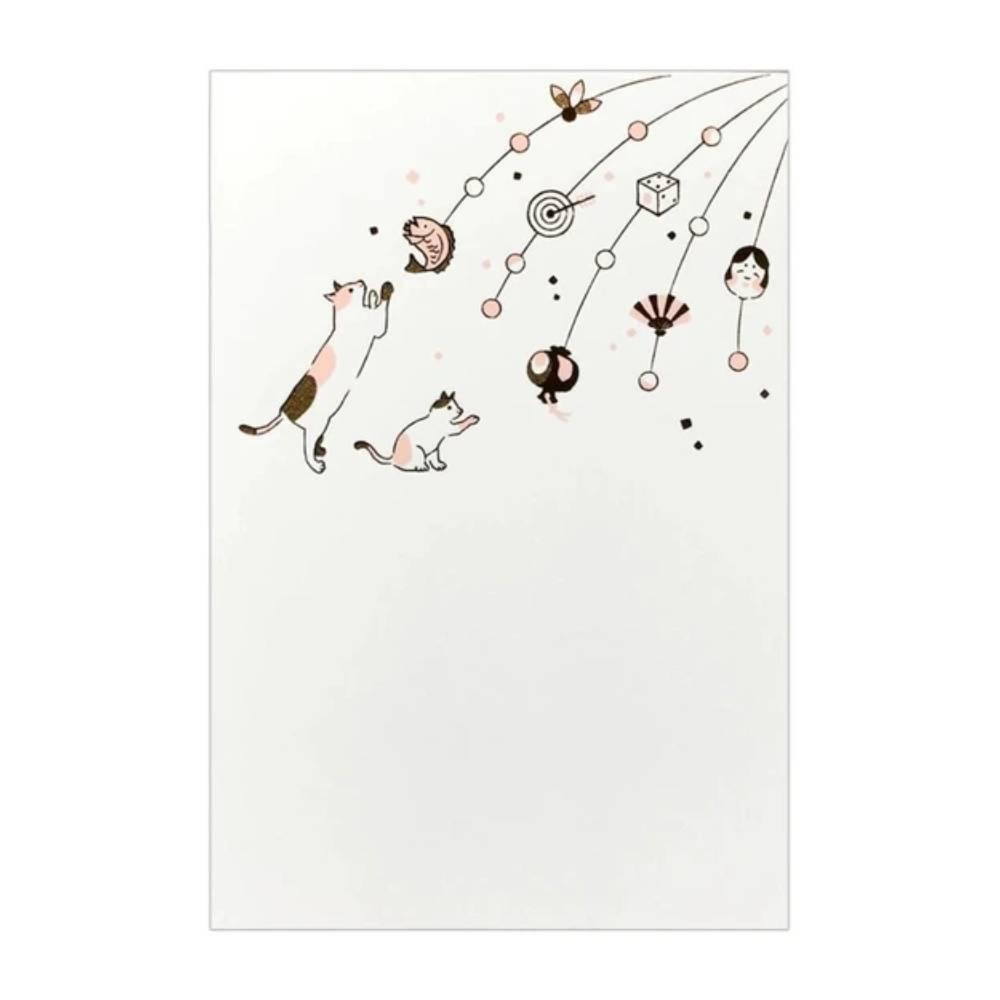 1月 箔押しポストカード 猫デザイン