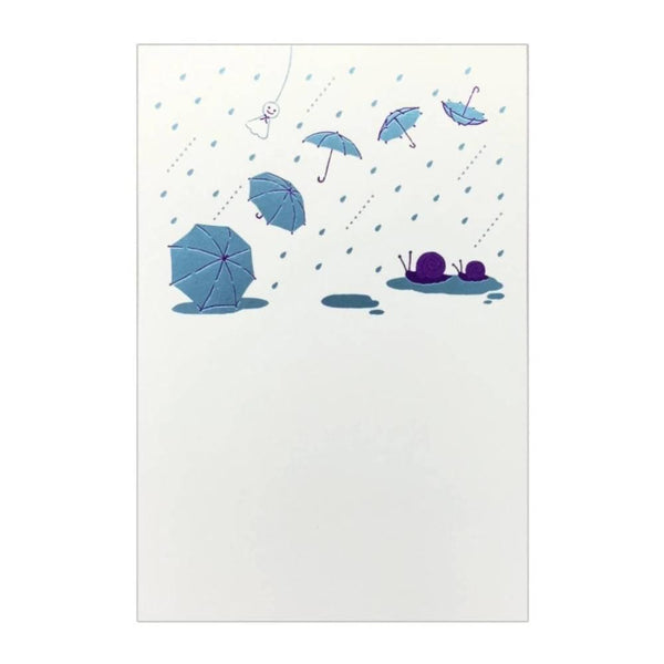 6月の季節の箔押しハガキ 雨の日のデザイン