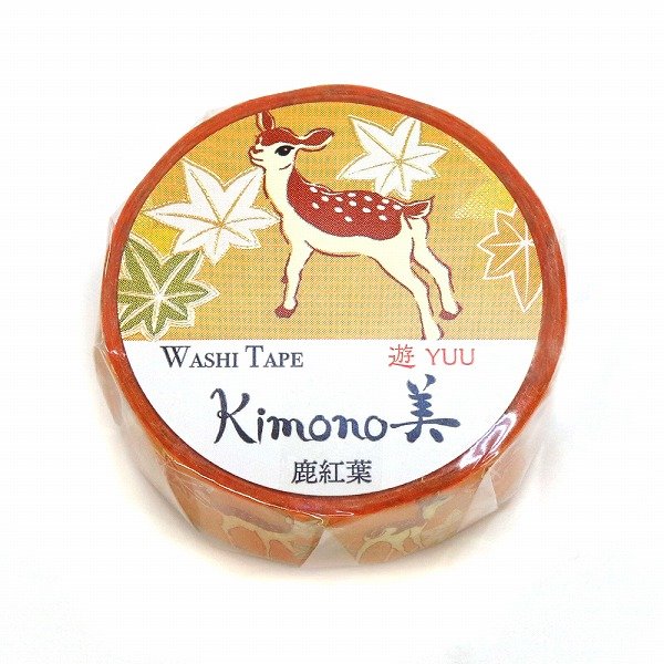 かみいそ着物和紙テープ 鹿と紅葉柄マスキングテープ
