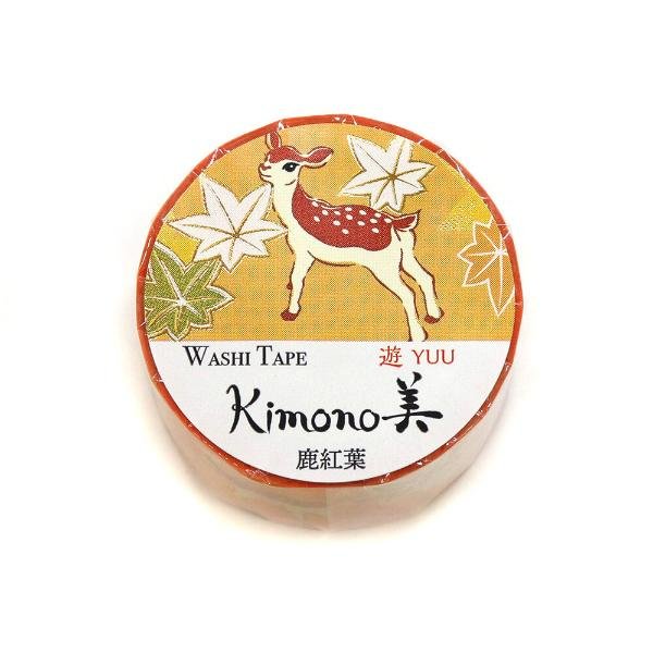 かみいそ着物和紙テープ 鹿と紅葉柄マスキングテープ