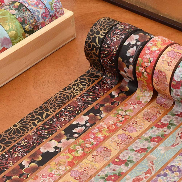 かみいそ 着物和紙テープ 金彩菊文様マスキングテープ