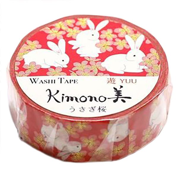 上磯着物和紙テープ うさぎ桜柄マスキングテープ