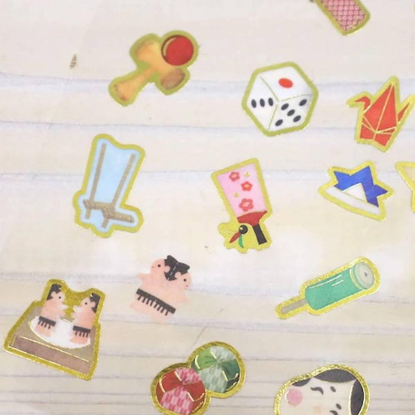 上磯 日本シール 懐かしい日本のおもちゃ柄 1シート