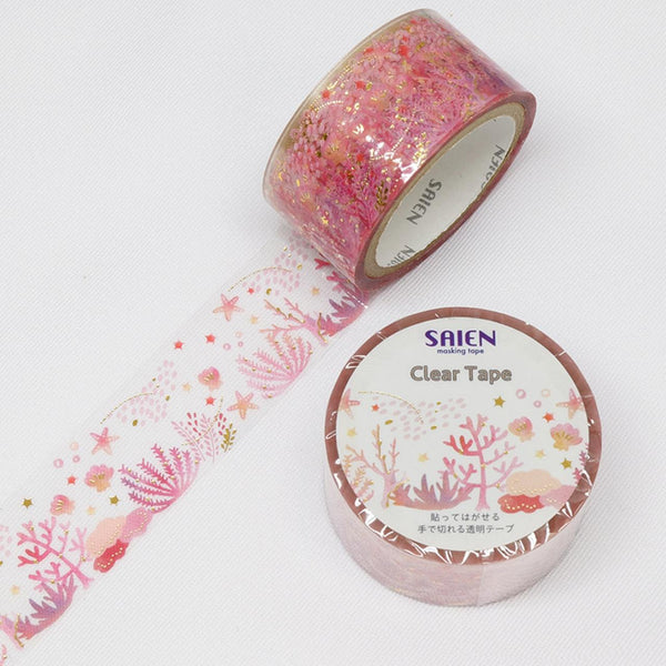 紙磯彩苑 和紙テープ ピンク珊瑚柄 金箔テープ付き 20mm