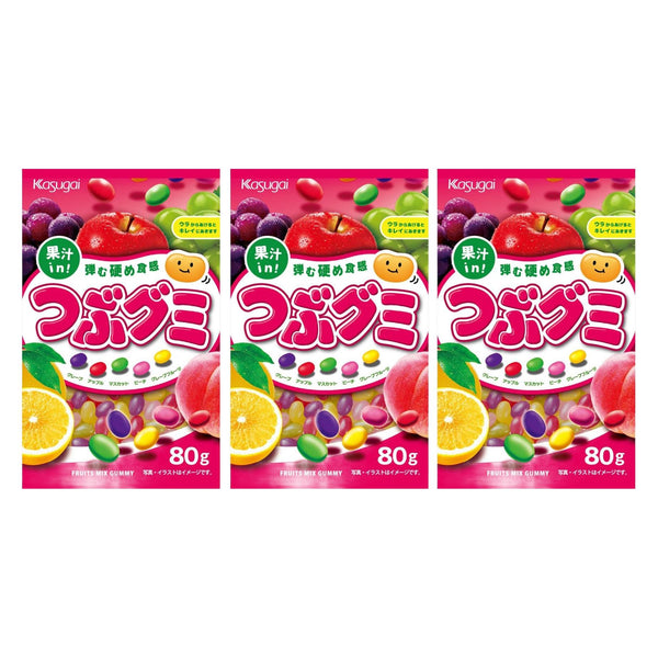 春日井 つぶグミ ミックスフルーツ味 80g（3個入り）