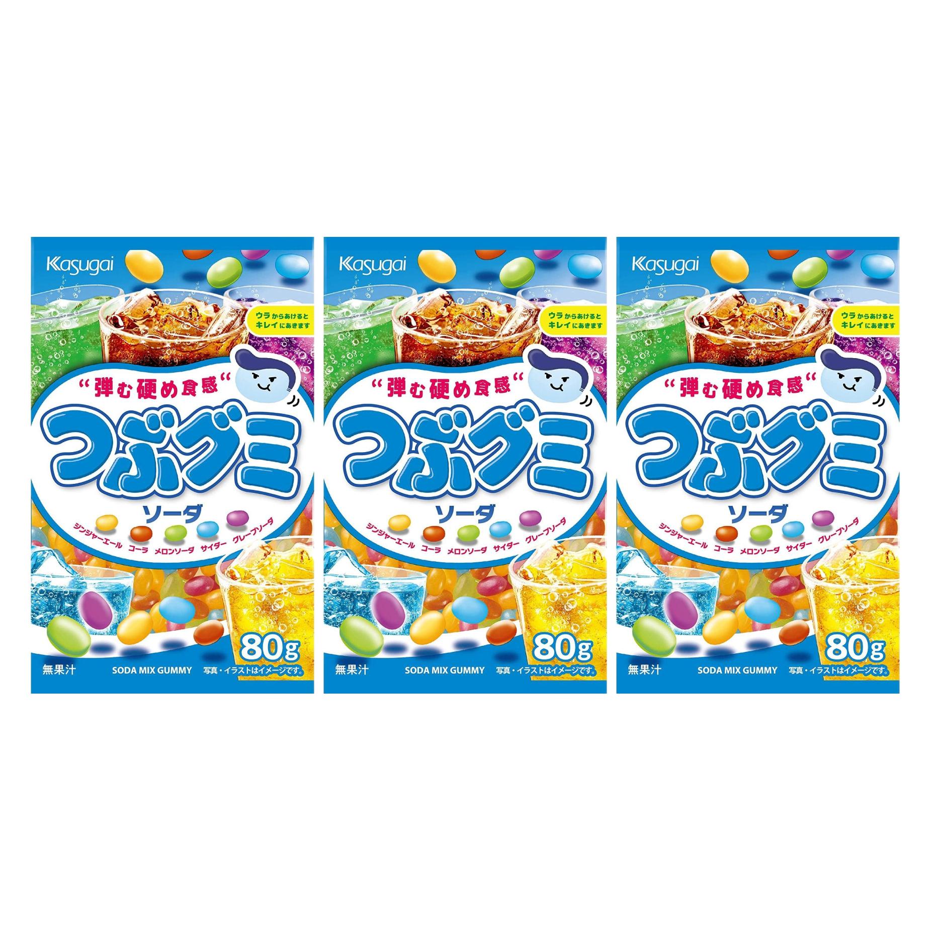 春日井 つぶグミ ミックスソーダ味 80g（3個入り）