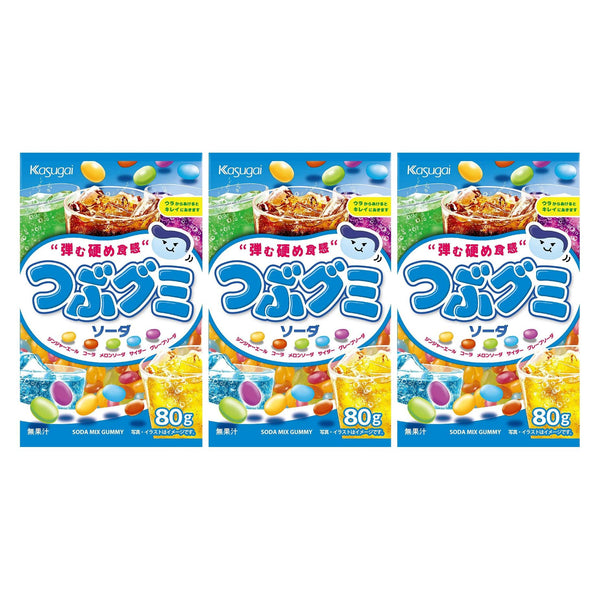 春日井 つぶグミ ミックスソーダ味 80g（3個入り）