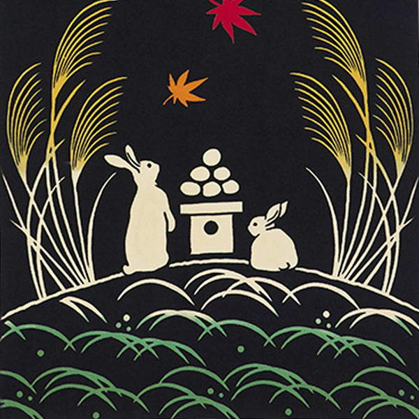 ケネマ 月うさぎ 手ぬぐい 伝統手染め 35×90cm