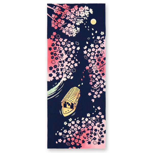 ケネマ手ぬぐい 夜桜 日本の伝統手染め布