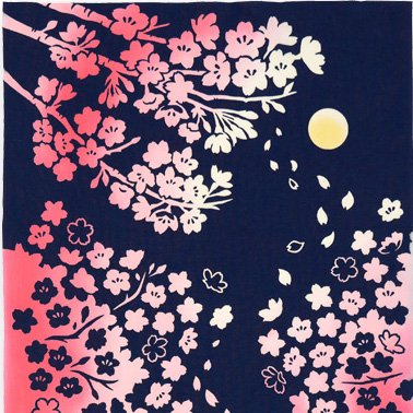 ケネマ手ぬぐい 夜桜 日本の伝統手染め布