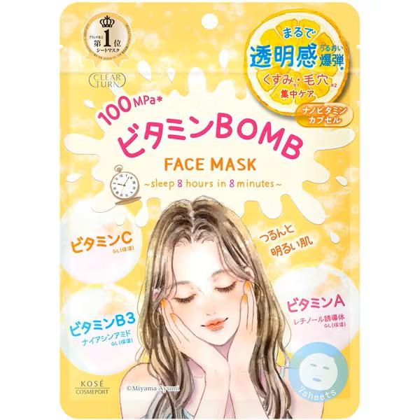 コーセー クリアターン ビタミンボム フェイスマスク 毛穴＆くすみ対策 7枚入り