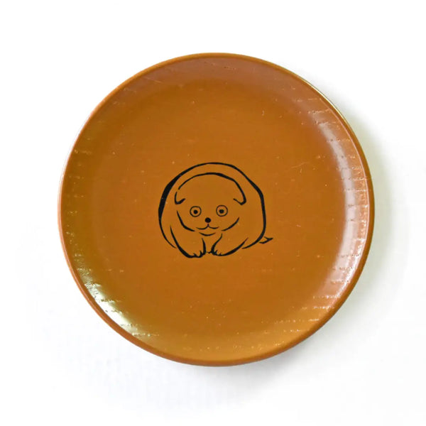 マメザラ 漆塗り 小皿 かわいい動物柄