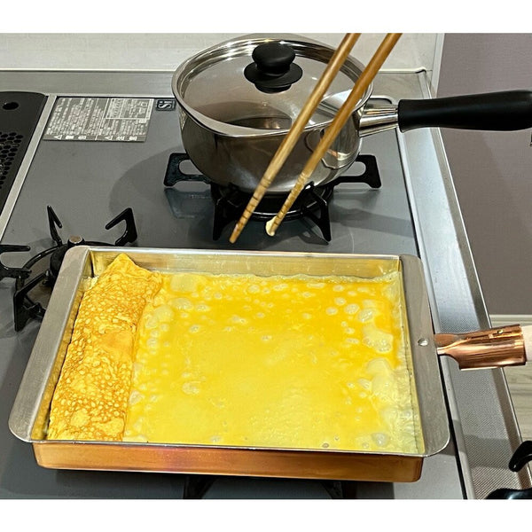 丸新銅器 玉子焼器 関西型オムレツパン 21x25.5cm