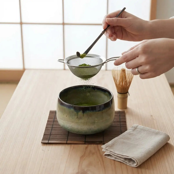 マッチャワン ハサミ焼 抹茶碗 陶器製茶碗 トワイライトグリーン釉