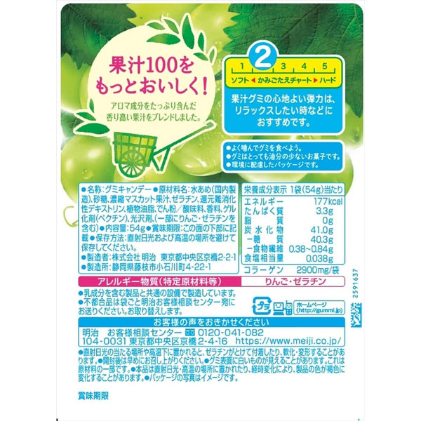 明治フルーツグミ マスカット白ぶどうグミ 54g（3個入り）