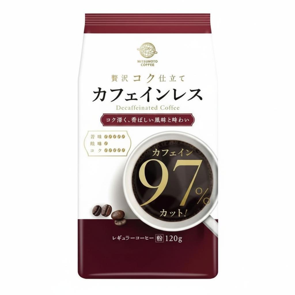 ミツモト デカフェコーヒー ダークロースト カフェインレス 挽き