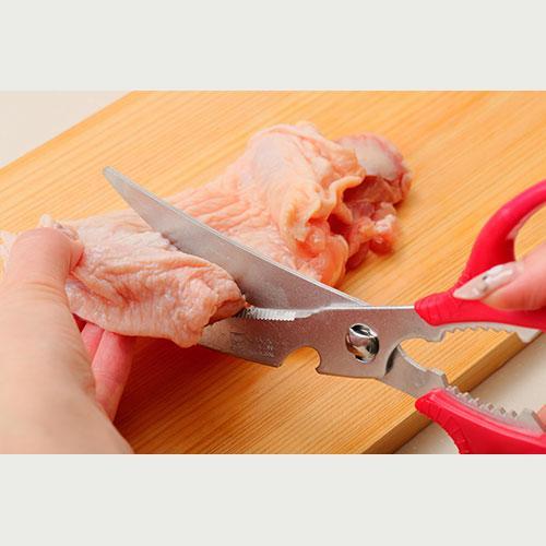 ニッケン 多機能鋸歯状キッチン鋏 ソフトグリップハンドル 100mm