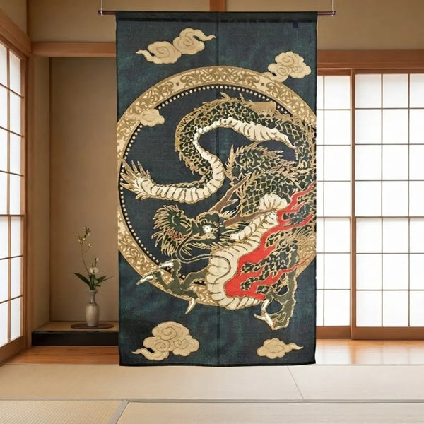金織り のれん 日本の飛龍デザイン 85×150cm
