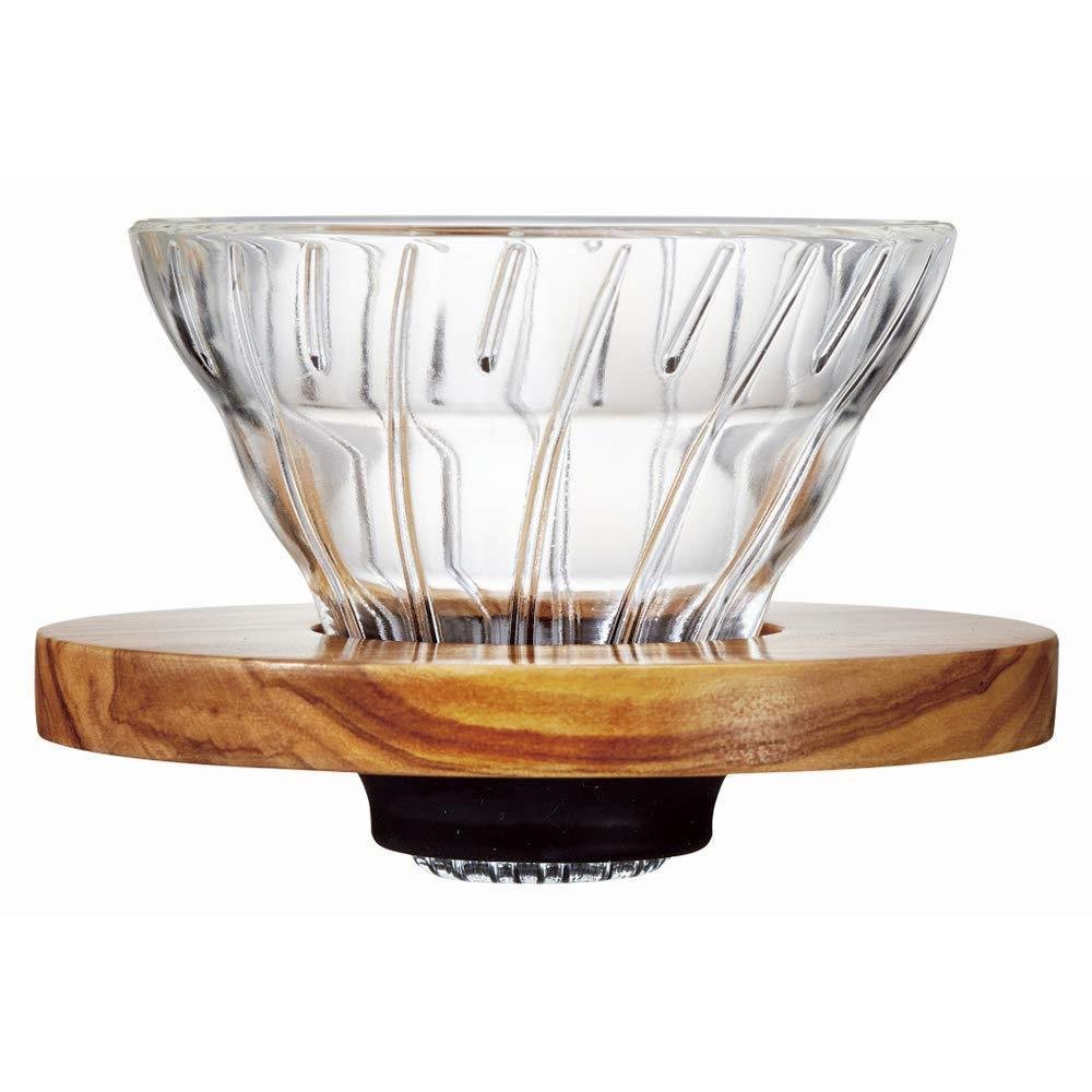 ハリオ V60 ガラスコーヒードリッパー オリーブウッド 1～2杯用 VDGR-01-OV