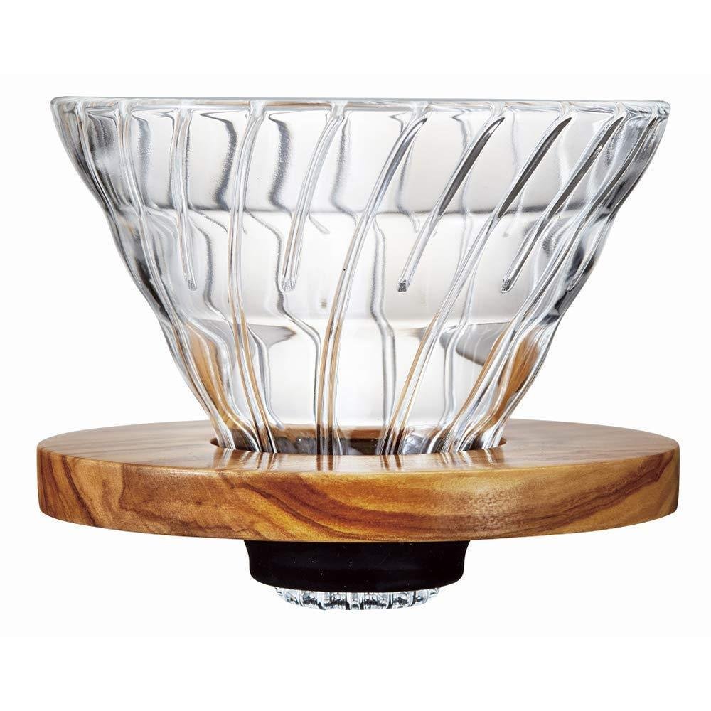 ハリオ V60 ガラスコーヒードリッパー オリーブウッド 1～4カップ用 VDGR-02-OV