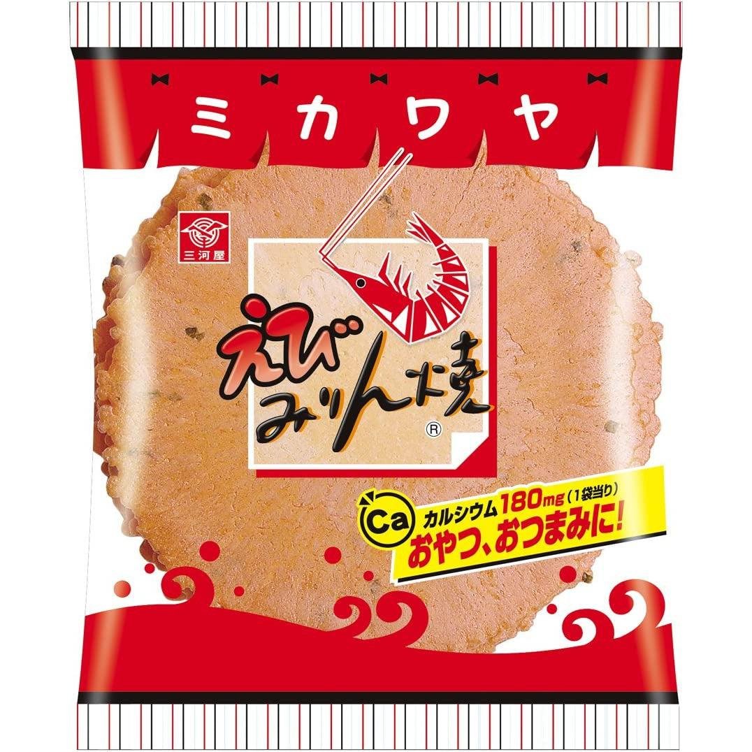 三河屋 海老みりん焼き 日本の昔ながらの海老せんべい 7枚入り（3個パック）