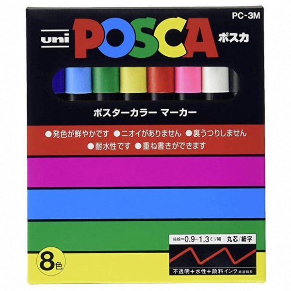 三菱 ユニ ポスカ ペイントマーカーセット 8色 PC-3M 8C