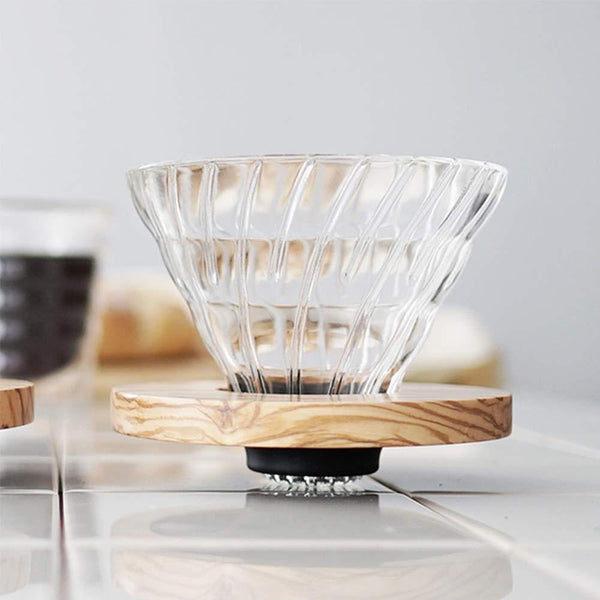 ハリオ V60 ガラスコーヒードリッパー オリーブウッド 1～2杯用 VDGR-01-OV