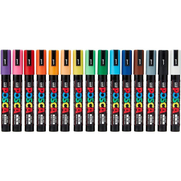 三菱 ユニ ポスカ ペイントマーカーセット 15色 PC-5M 15C