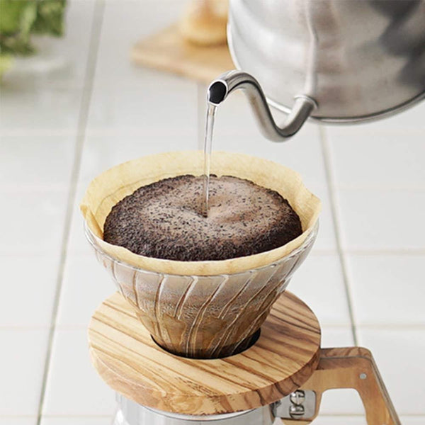ハリオ V60 ガラスコーヒードリッパー オリーブウッド 1～2杯用 VDGR-01-OV