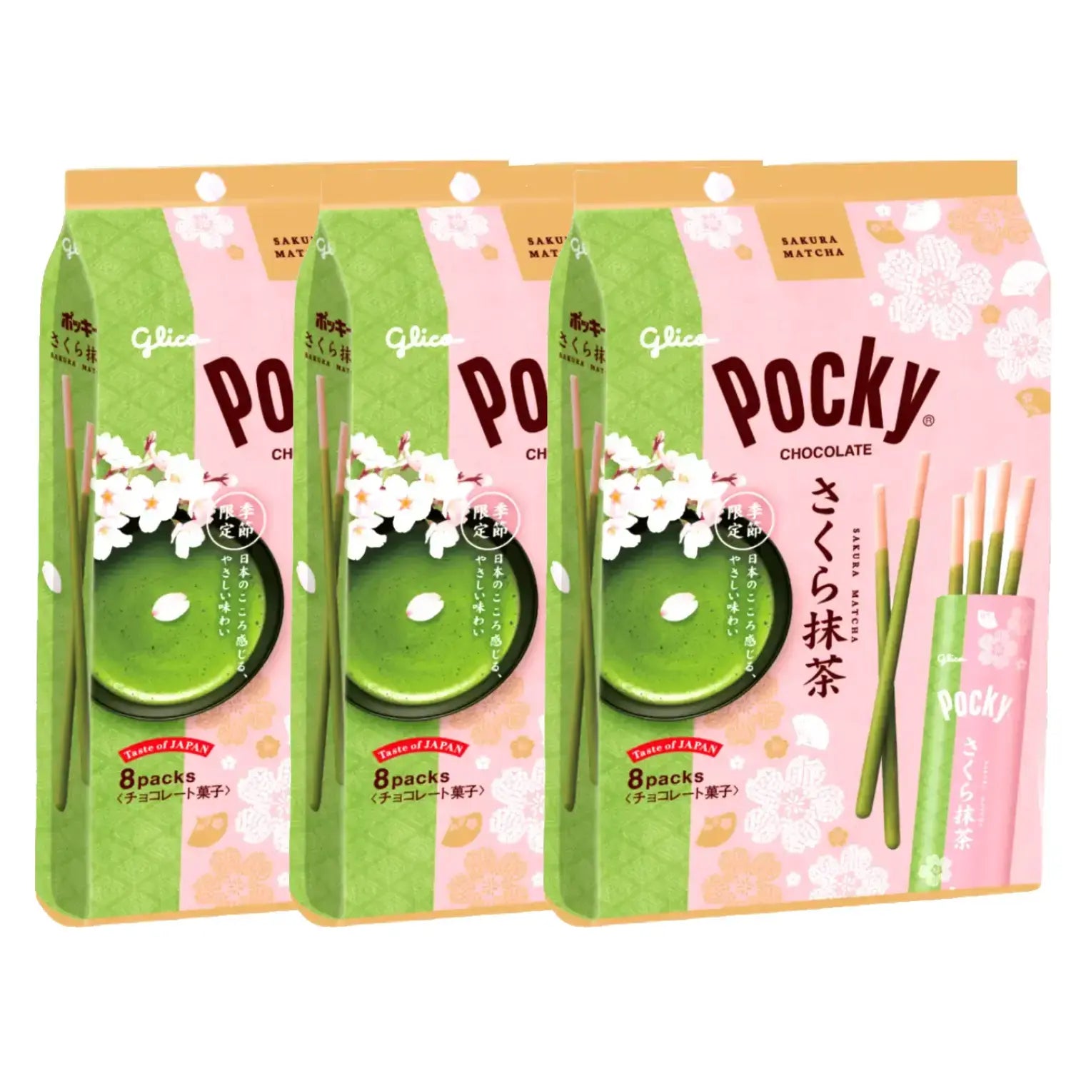グリコ さくら抹茶チョコレートビスケットスティック 8本入り（3個入り）