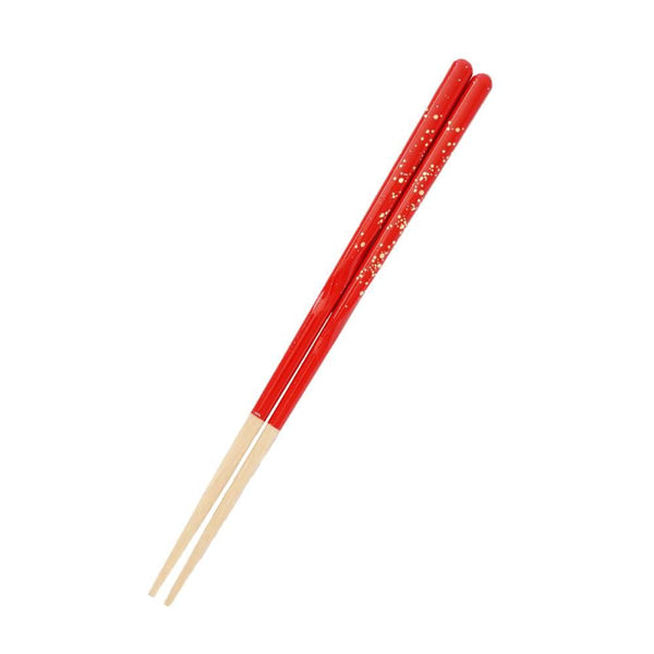 プレミアムゴールドグリッターレッド箸 滑り止め 食器洗い機対応 21cm