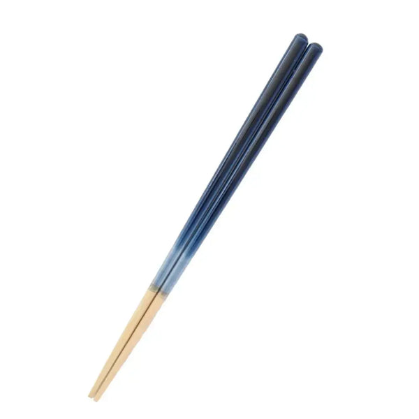 プレミアム木製箸 ノンスリップ 食洗機対応 グラデーションブルー 23cm