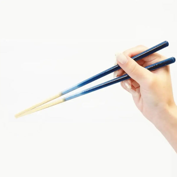 プレミアム木製箸 ノンスリップ 食洗機対応 グラデーションブルー 23cm