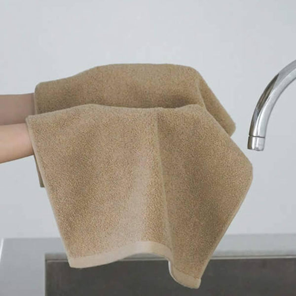 速乾吸水ソフトフェイスタオル 和紙＆コットン 栗色 80cm