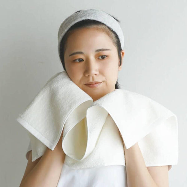 速乾吸水ソフトフェイスタオル 和紙＆コットン スノーホワイト 80cm